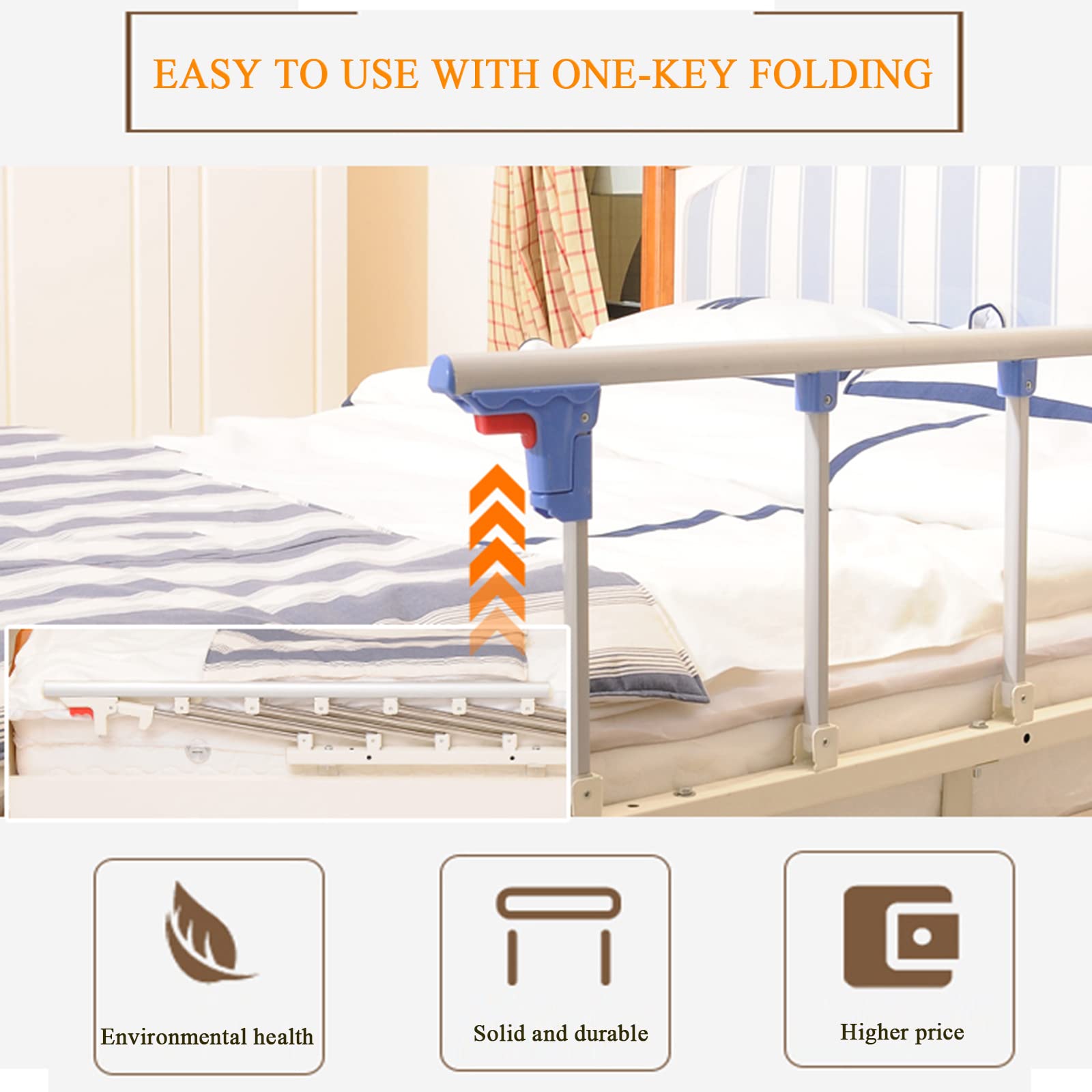 Barandillas de seguridad para personas mayores, barandilla de seguridad para adultos, asa de asistencia para el hogar, barandilla de cama plegable para adultos mayores, protección lateral de segurid