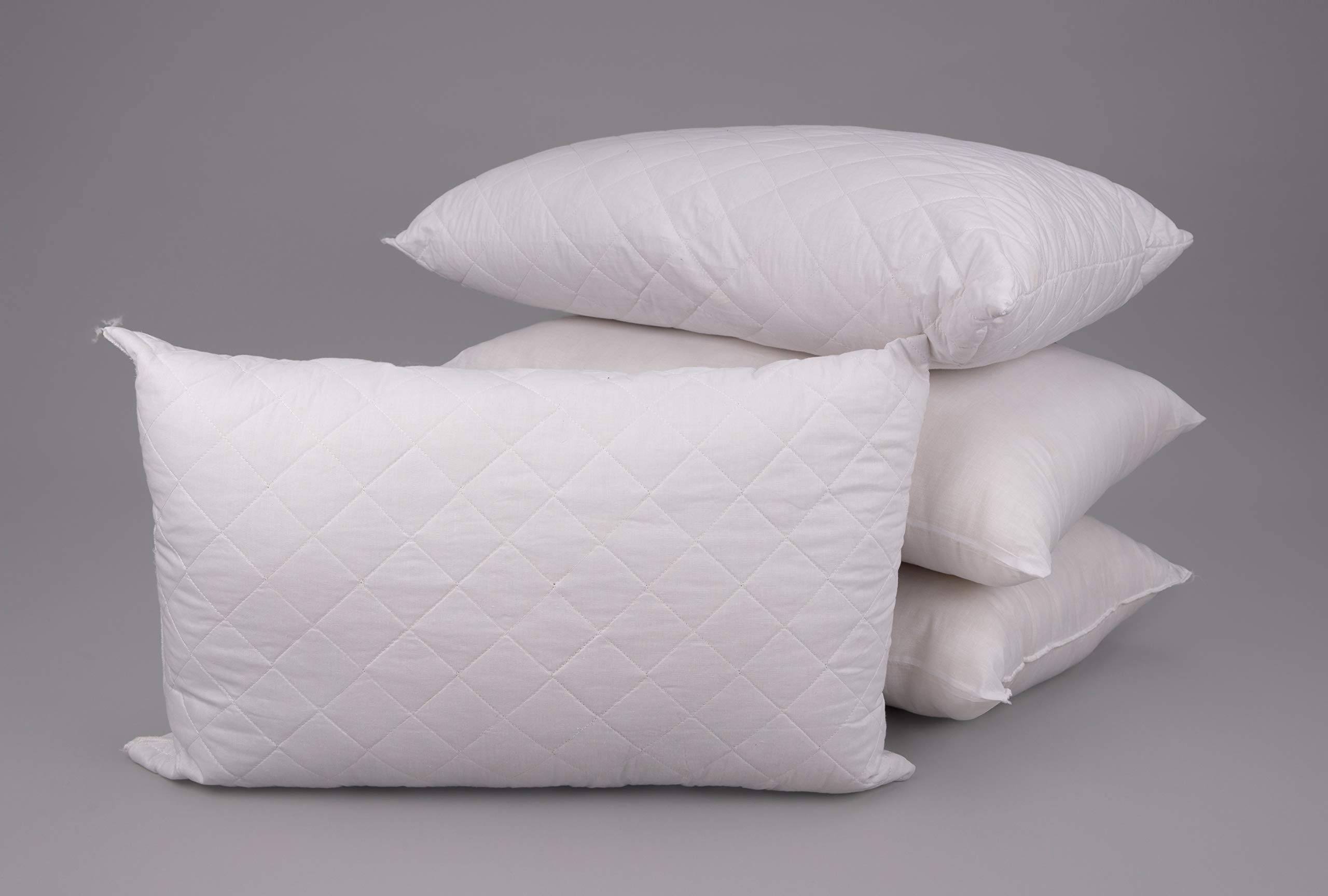 CHILIMILII Pack of 2 & 4 Quilted Pillows- Virgin Hollow Fibre Filled pillows with Quilted Cover- Pillows for Side, Stomach and Back Sleepers (4x Quilted Pillows)
