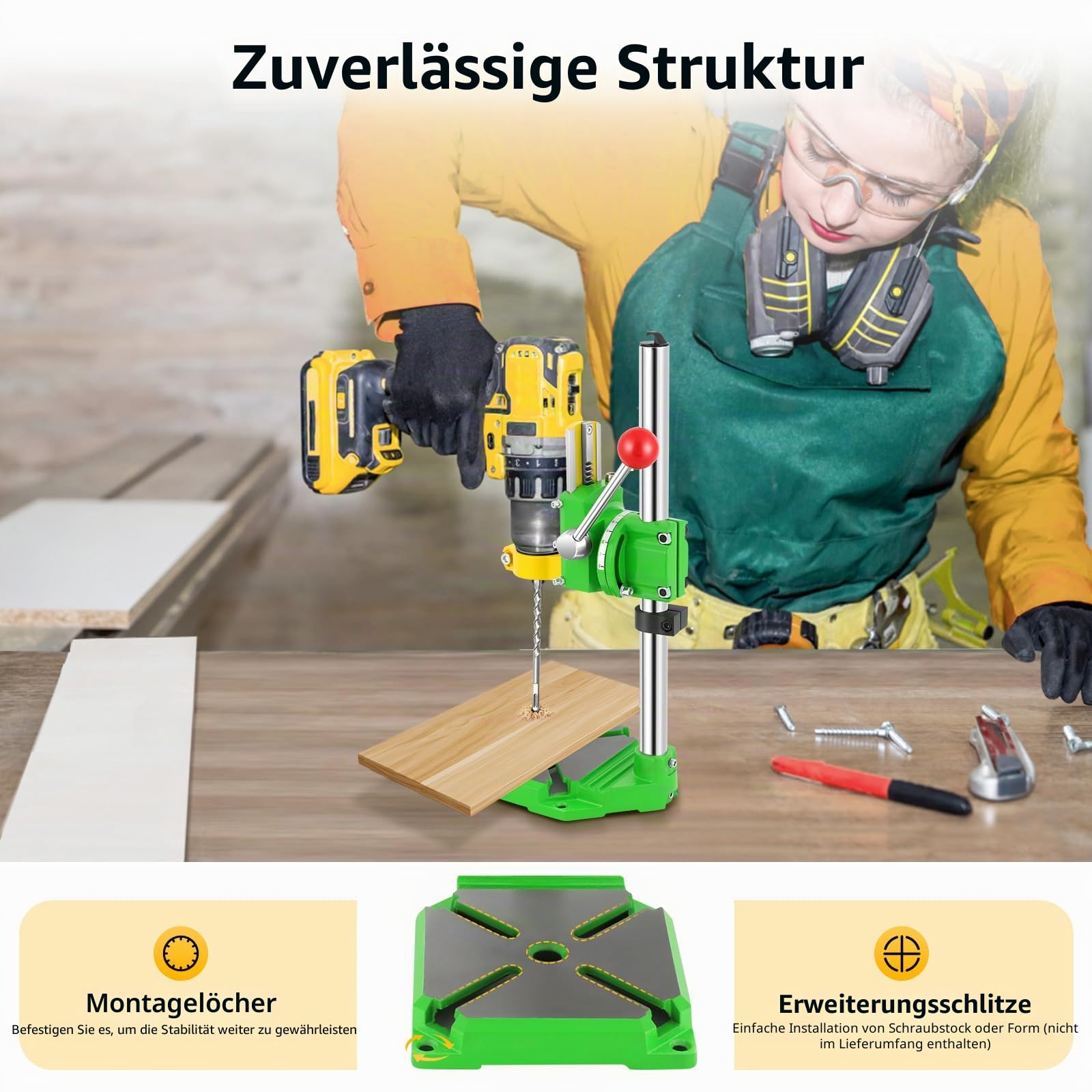 Bohrständer, Bohrmaschinenständer mit Handgriff, Ständer für Bohrmaschine, Stabil, Passend für Viele Modelle, Standbohrmaschine für Hardware-Verarbeitung, Formenbau