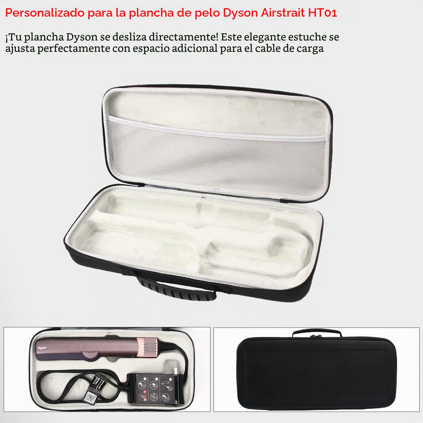 Funda rígida de viaje impermeable a prueba de golpes para Dyson Airstraight HT01, negro, M