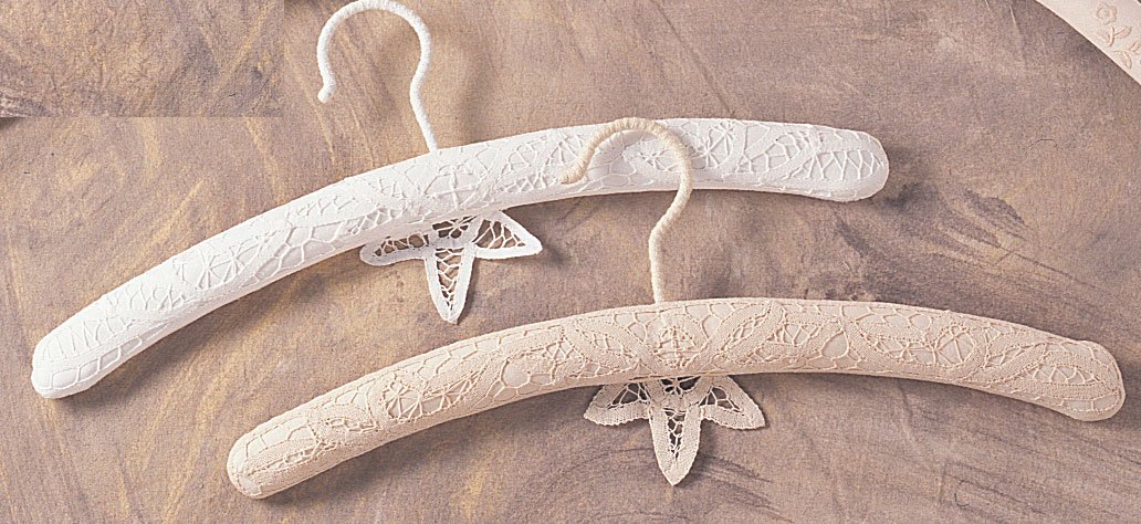 Battenberg Lace Embellished, Handmade Decorative Hangers. White only, 2.5"x12" for Child Size Garments. 100% Cotton Woven. One Piece.