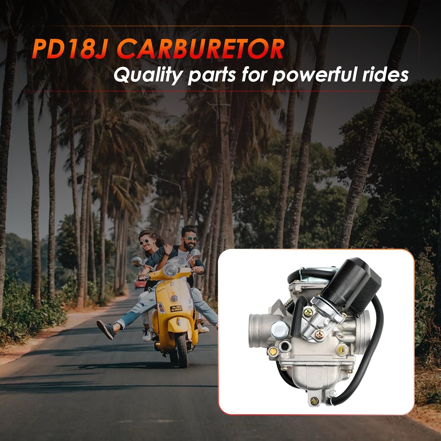 PD24J Carburetor, Compatible with 4-Stroke Engines GY6 125cc 150cc 152QMJ 157QMI ATV Quad Bike 4 Wheeler Dune Buggy Go Kart Moped Scooter Manifold Intake 24mm Carb