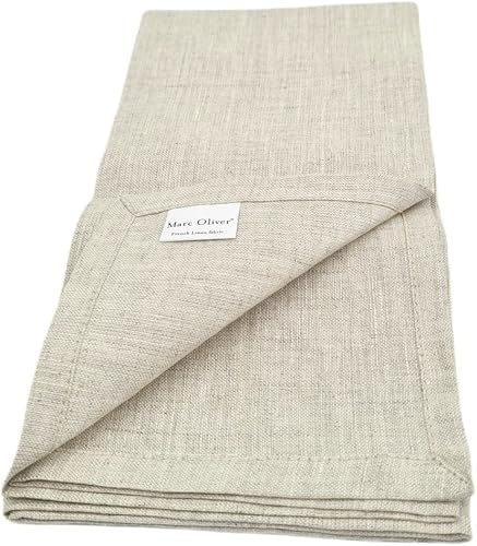 Miniatura 7 de Marc Oliver Servilletas de tela de lino natural, 20 x 20 pulgadas, dobladillo cosido a mano, lavado a la piedra, sin blanquear, sin teñir, lavables,