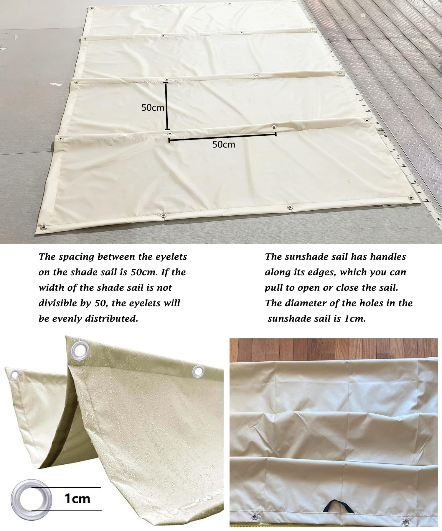 Retráctil Ondulada Vela de Sombra 2.5x6m Impermeable Toldos Exterior Rectangular Protección Rayos UV Resistente al Desgarro para Terraza Balcon Exterior Jardín con Ojales y Cuerdas Crema