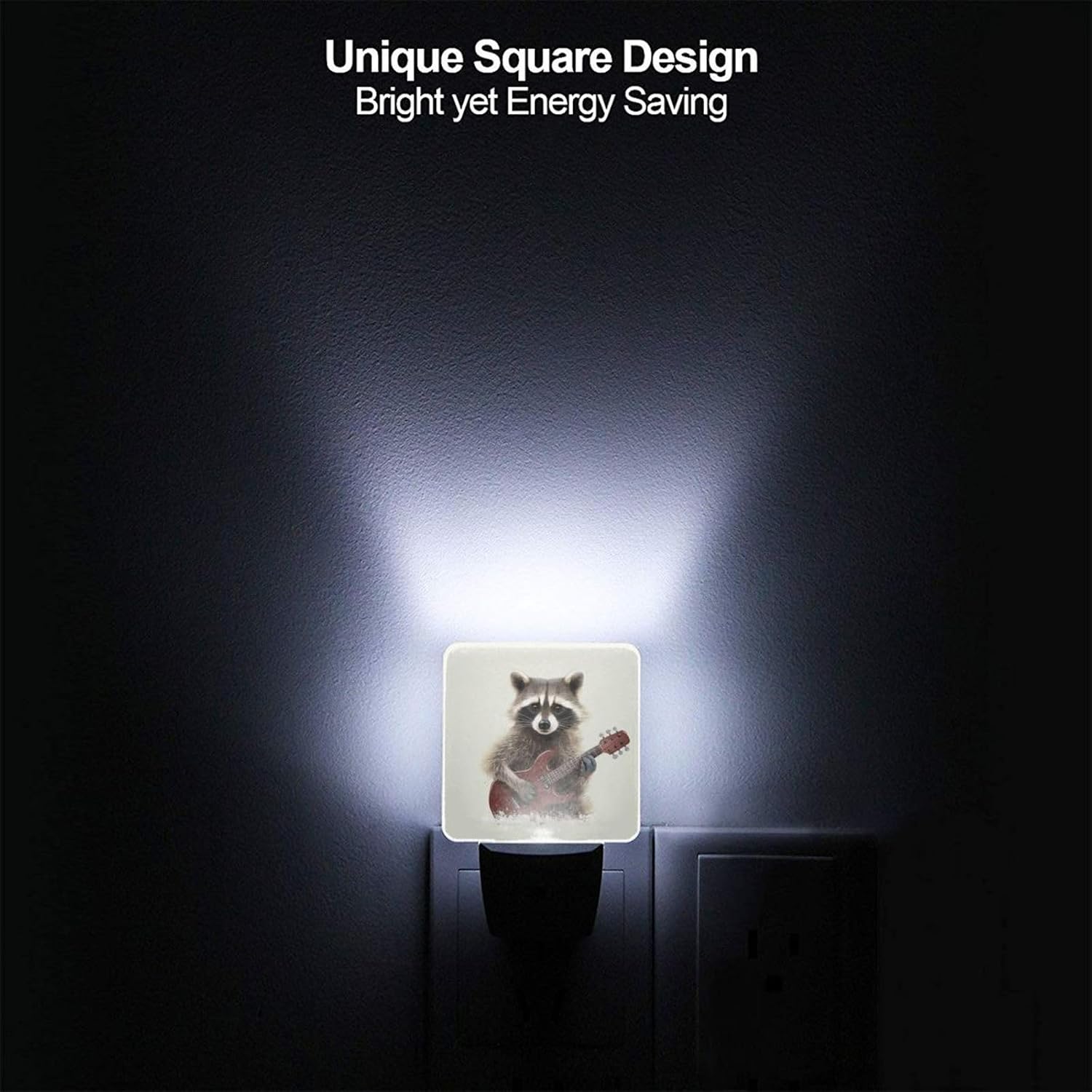 Funny Raccoon Night Light, Plug-in Wall Led Night Lamp with Dusk-to-Dawn Smart Sensor Lamp for Boys Girls Bedroom Living Room Hallway Kitchen 0.5w image 5
