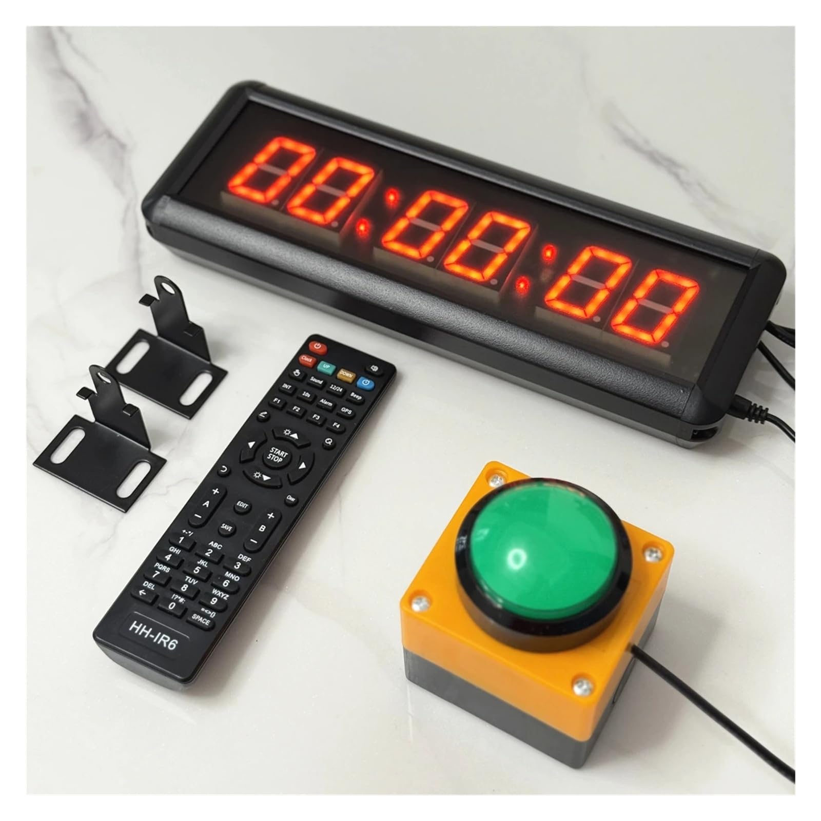Reloj Led de Cuenta atrás con botón de 1,5 pulgadas y 29cm, cronómetro deportivo, con botón de línea de zumbador, reinicio de tiempo de juego Control sencillo(6CM small button)
