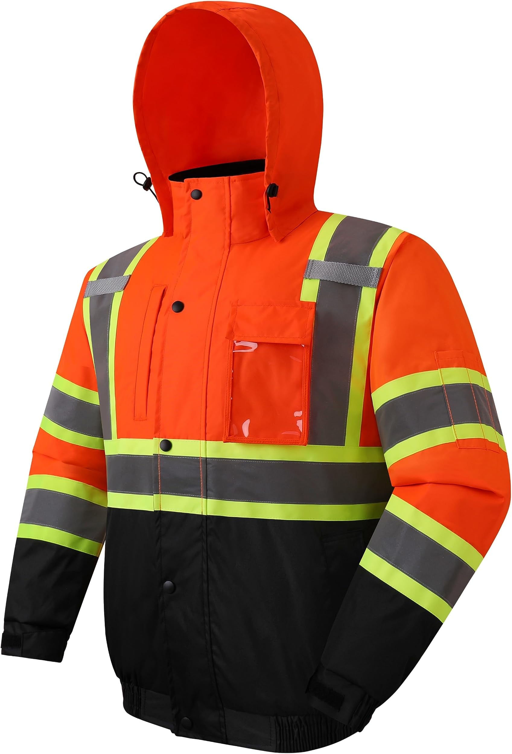 Hi-Vis Winter Safety Jacket Fluorescent Color Durable Waterproof Lightweight Jacket for men ANSI Compliant Class 3