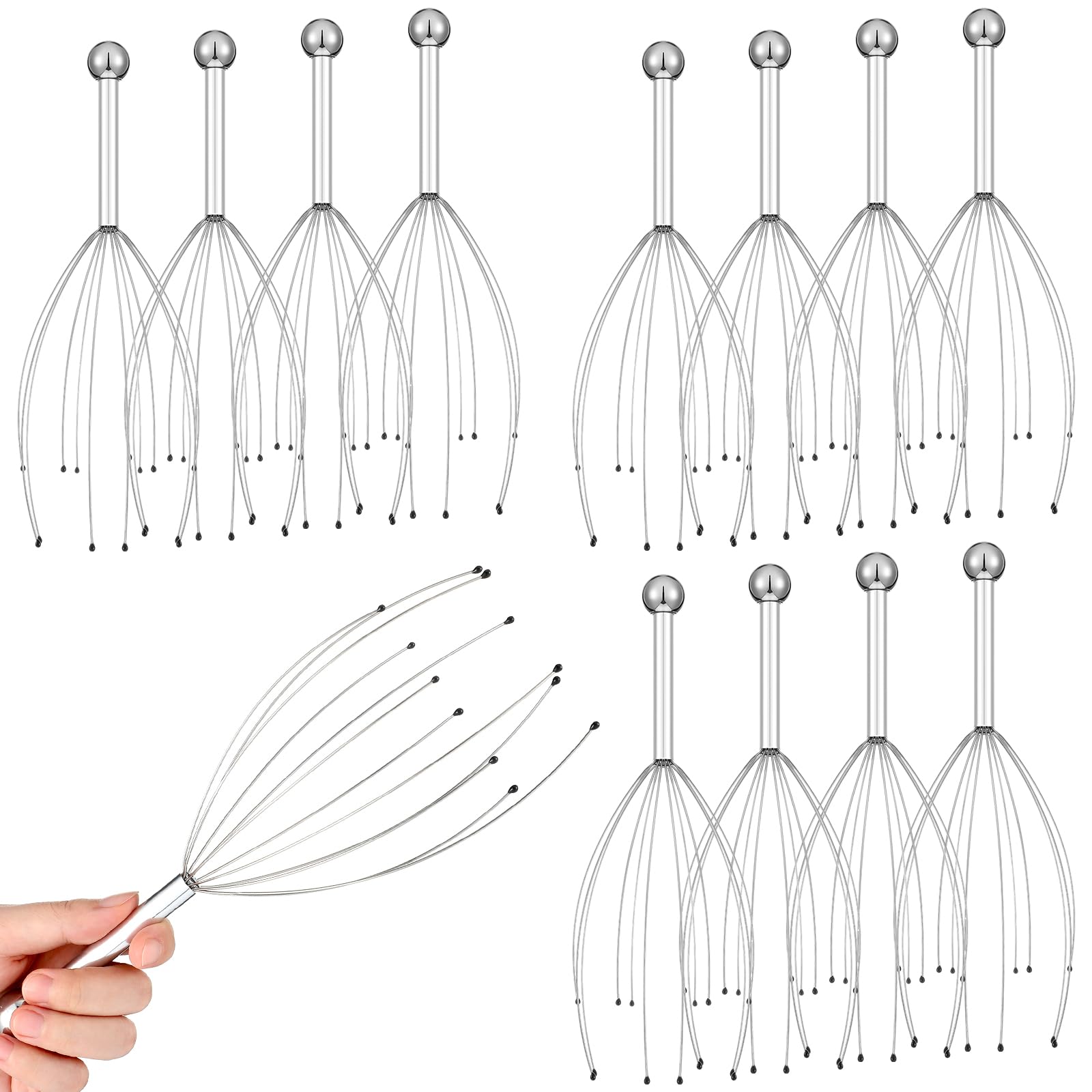 Threlaco 48 Pack Head Massager Scalp Massager 20 Prongs Head Scratcher Handheld Massage Tingler for Deep Relaxation, Stress Relief and Hair