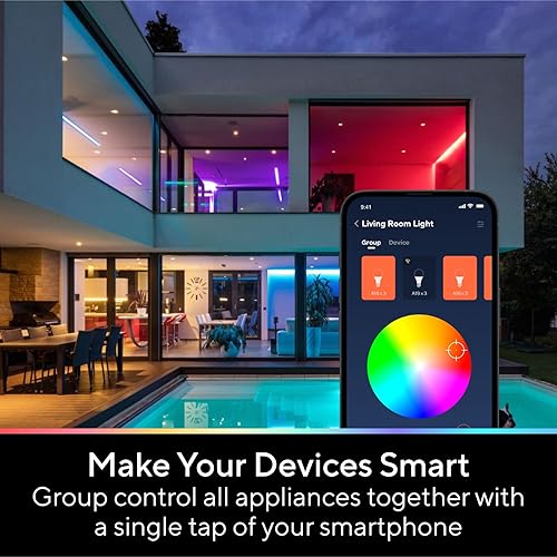 Miniatura 2 de U-tec Bombillas inteligentes, 1100 lúmenes, 90+CRI WiFi Mesh y Bluetooth A19 que cambia de color, 16 millones de bombillas RGB de colores DIY,