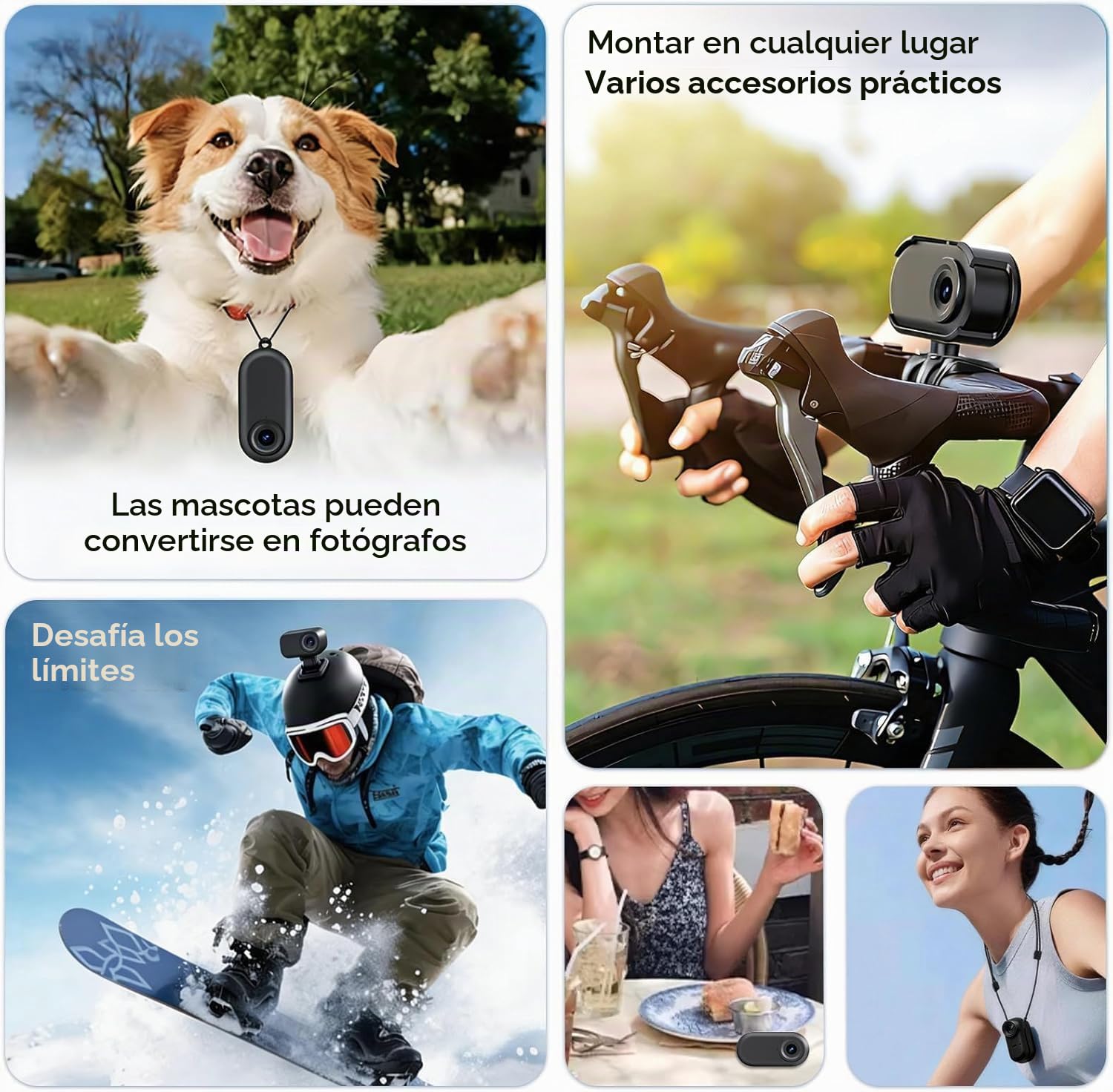 Mini Camara Acción 360 Cámara Deportiva WiFi Bodycam Cámara Casco Moto Magnética 1080P Camera Corporal Buceo Impermeable CAM Vlog POV para Deportes Actividades al Aire Libre Negro