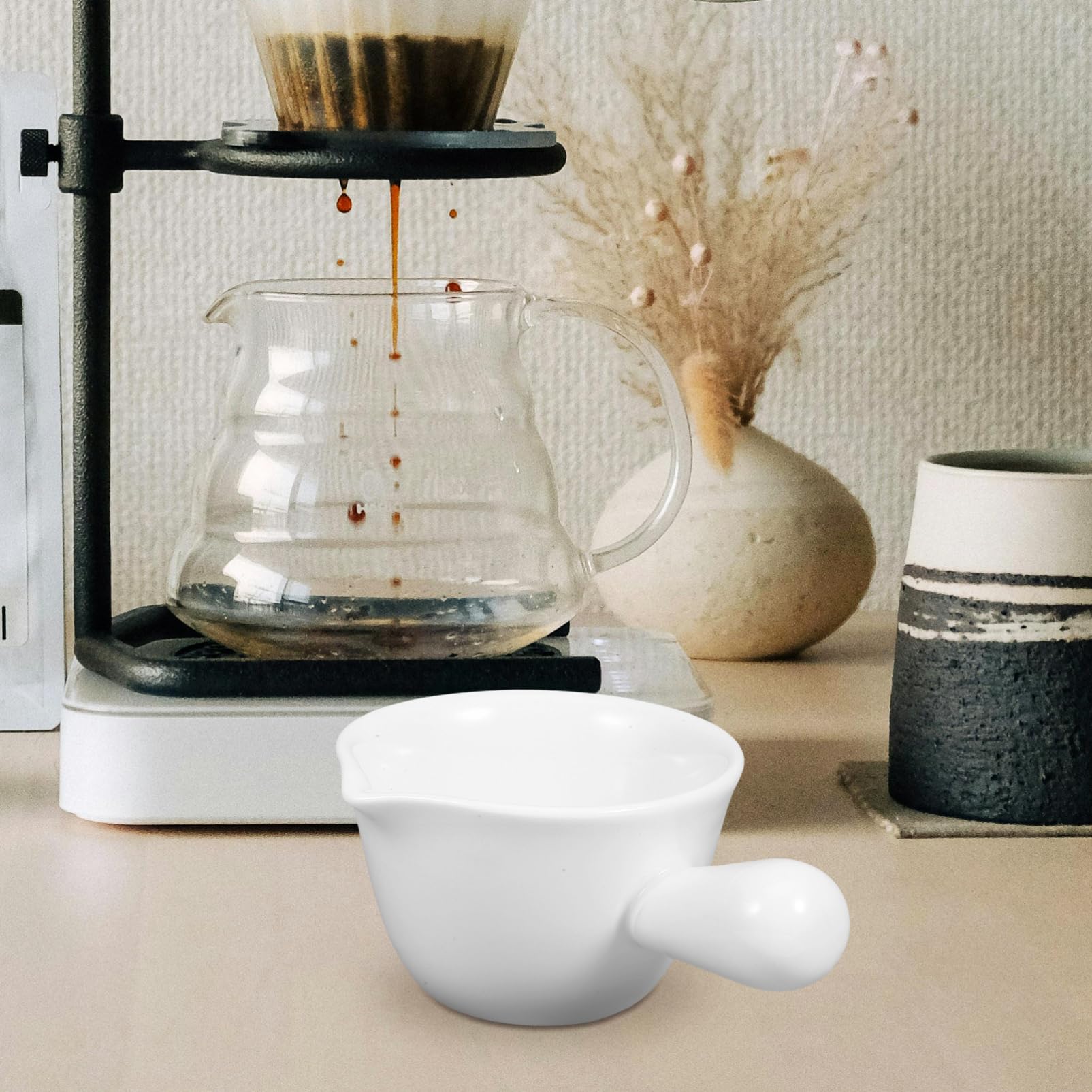 CIYODO Small Milk Jug Milk Cup Espresso Pitcher Coffee Creamer Pitcher Mini Bowl Sauce Pitcher Small Syrup Pitcher Milk Frothing Jug Gravy Pourer Gravy Dispenser Small Dish Ceramics White