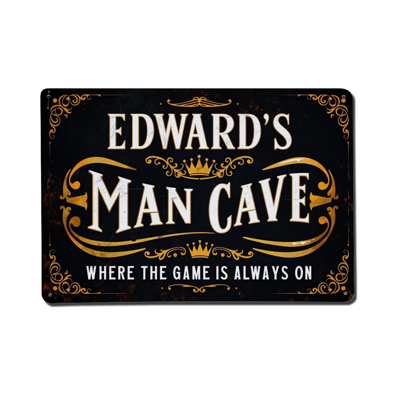 Enderetf Vintage Edward's Man Cave Sign Tin Sign Metal Poster, Home Bar Garage Man Cave Cafe Indoor & Outdoor Wall Decoration 8X12inches