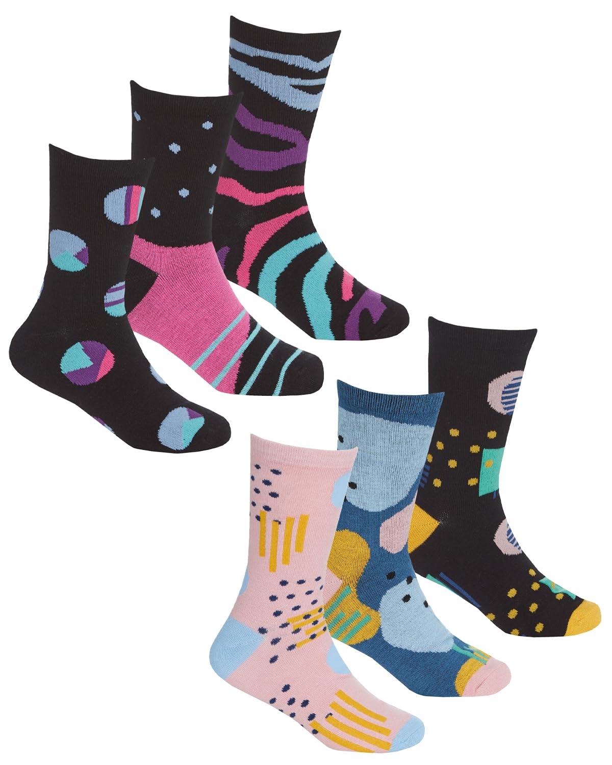 Undercover 6 Pairs Kids Bamboo Abstract Mix Socks 43B780 1xEach 4-5.5