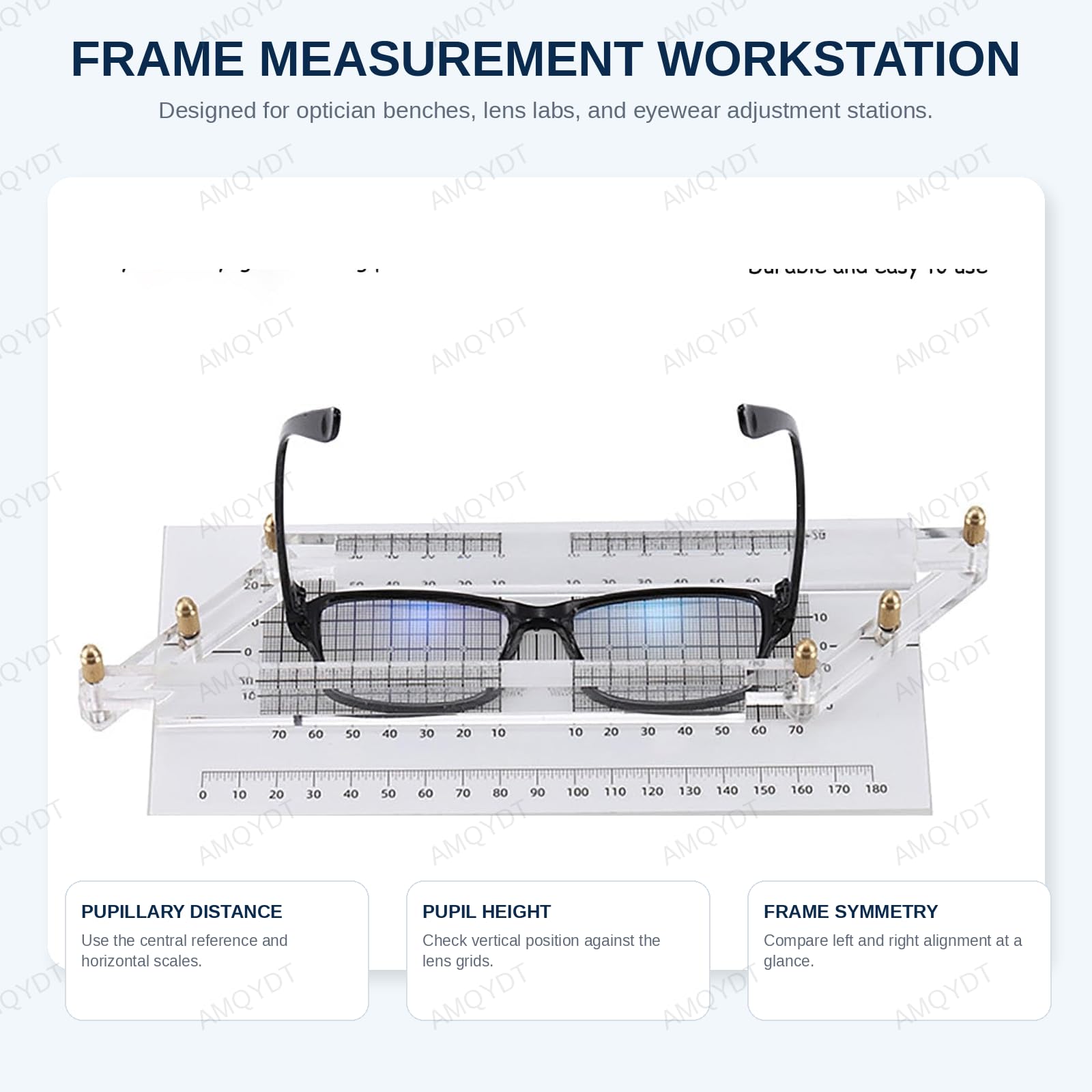 Medidor De Paralelismo De Monturas De Gafas, Instrumento De Medición De Monturas con Cuatro ángulos Ajustables para Monturas Sin Aro Y Semi-al Aire
