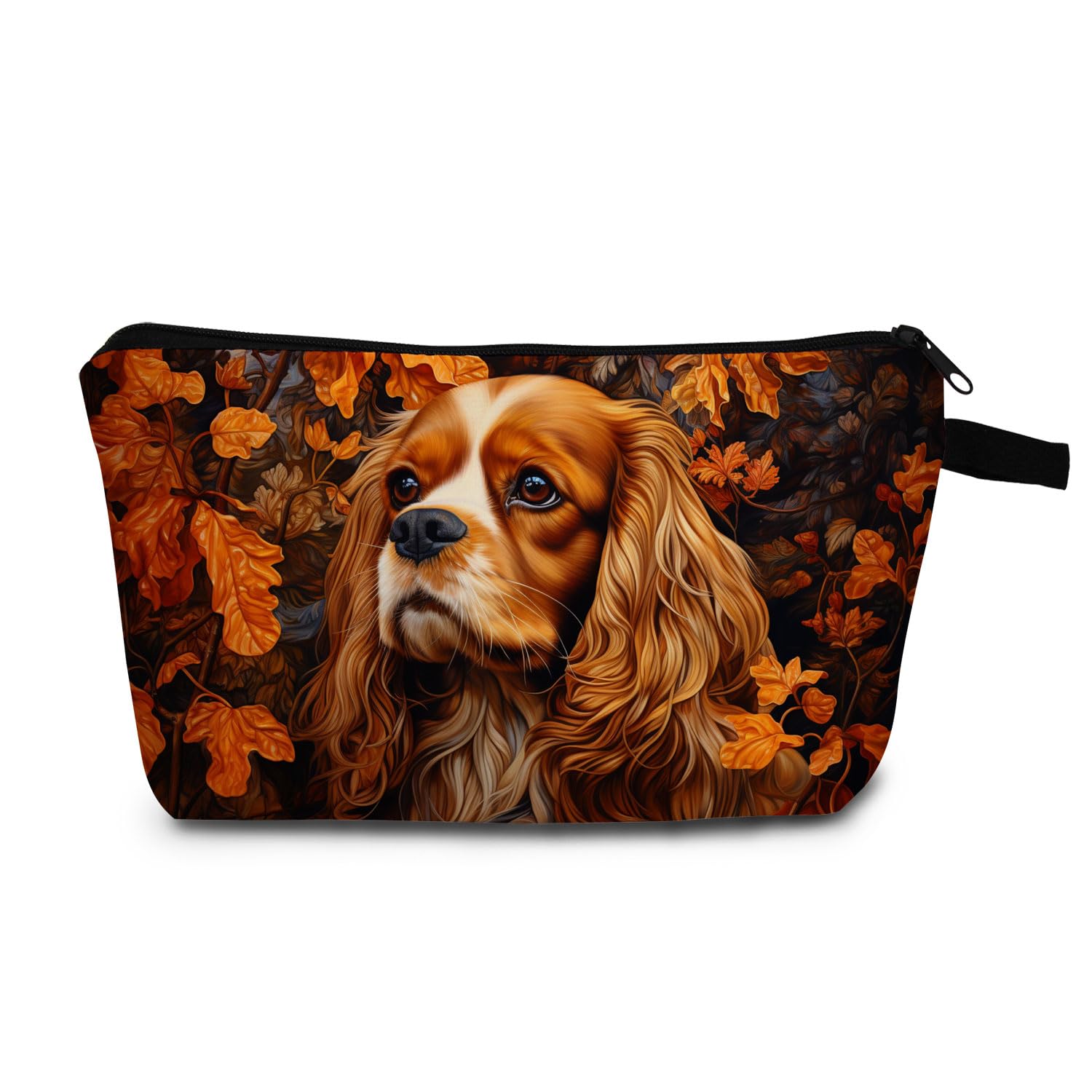 MoCaliduccious Cavalier King Charles Spaniel Makeup Bag for Women Travel Cosmetic Organizer Bag Teacher Appreciation Gifts Small Zipper Toiletry Bag