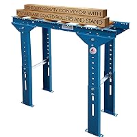 Vista 9 de Ultimation Soporte de rodillo ligero con altura ajustable y rodillos transportadores de acero, acero galvanizado de 12 pulgadas x 3 pies, ideal