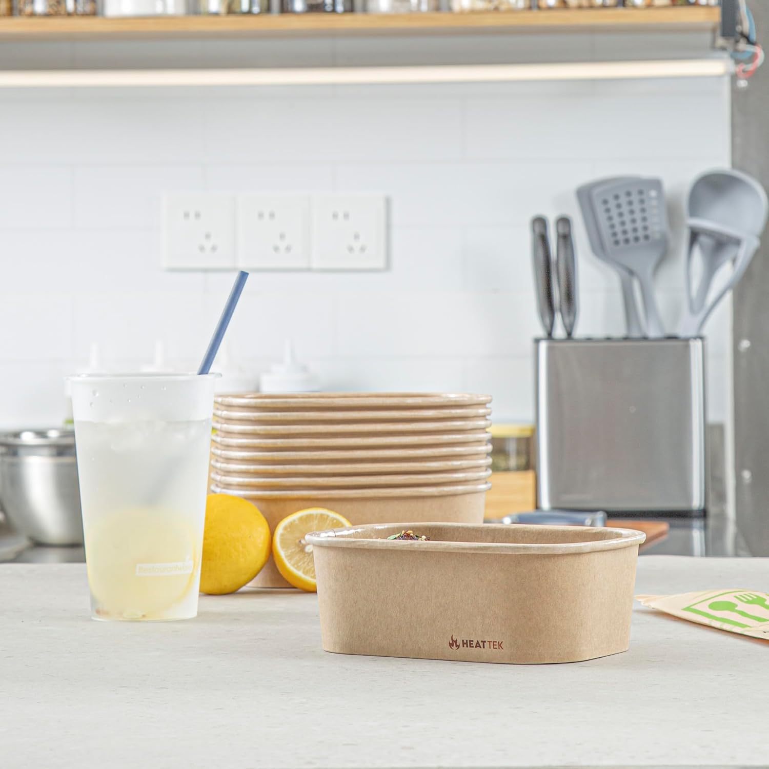 Restaurantware-Heat Tek 25 Ounce To Go Containers 100 Greaseproof Serving Containers- Durable For Oven, Microwave And Freezer Use Stackable Kraft Paper Disposable Food Container For Takeouts