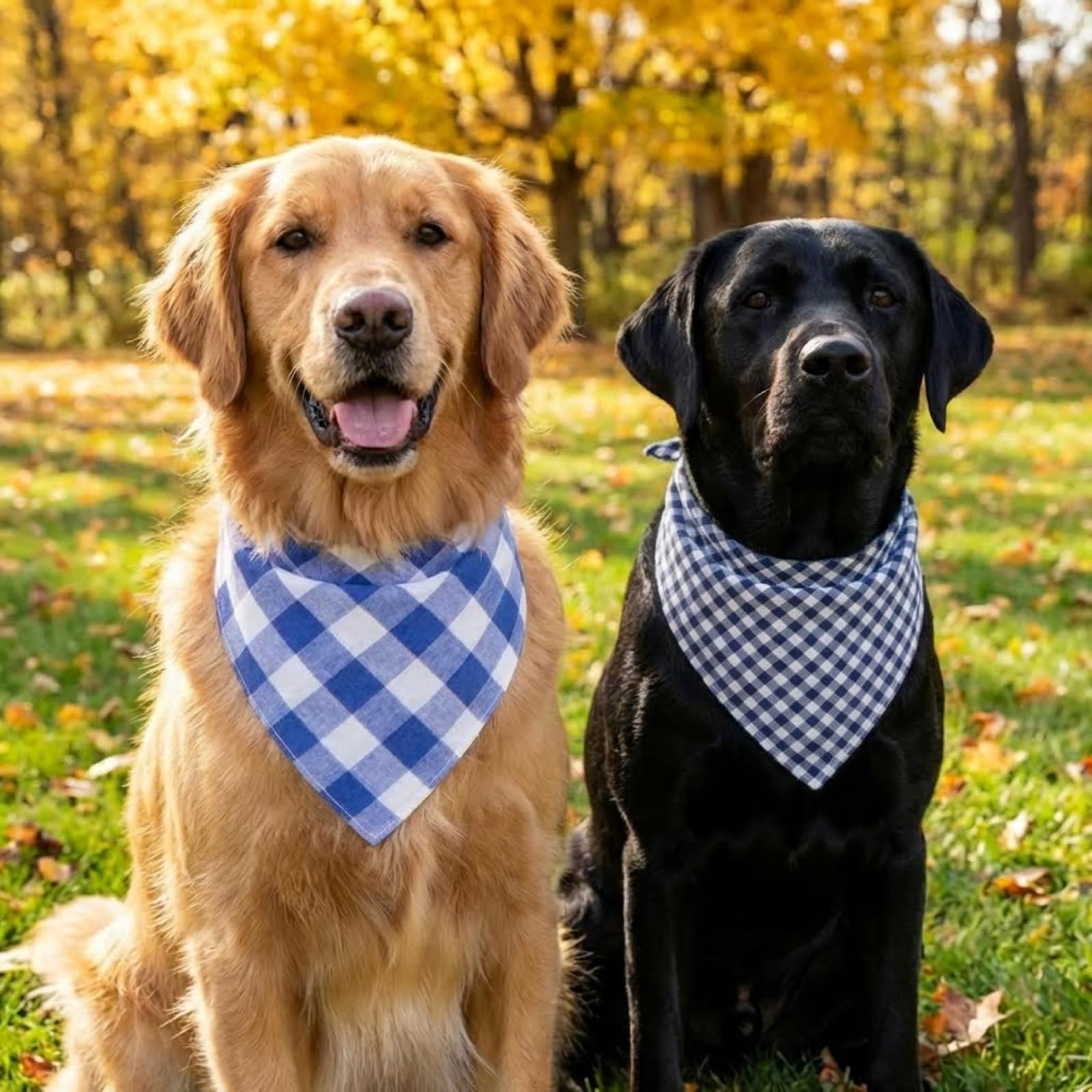 Dog Bandanas 1 Pack; Cotton Linen Blue Bandana Plaid for Large Dogs; Soft Breathable Dog Accessories; Classic Dog Apparel & Accessories — view 4