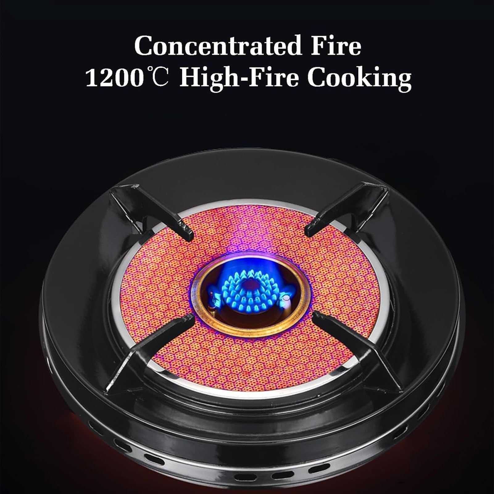 THEGA Cucina A Gas A 1 Fuoco, Stufa A Gas da 4,2 KW, Griglia per Pentole in Ghisa E Vetro Temperato, con Protezione Anti-spegnimento, Piano D'appoggio Indipendente(NG)