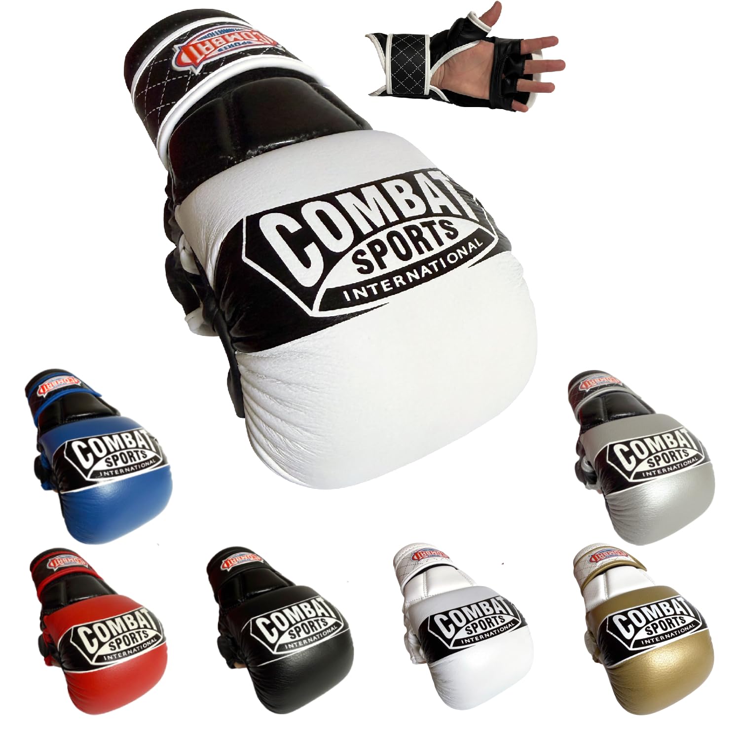 Combat Sports Max Strike MMA Training Gloves, Open Palm Fingerless Gloves for MMA, Muay Thai, and Kickboxing