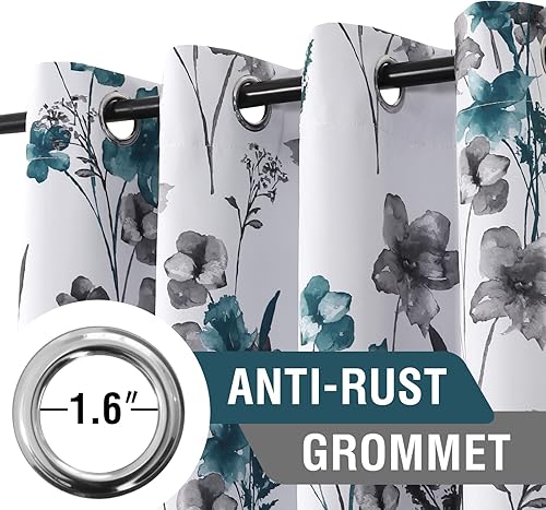 Miniatura 3 de H.VERSAILTEX Cortinas 100% Opacas de 63 Pulgadas de Largo, Juego de 2 Paneles, Cortinas con Estampado Floral Cattleya, Cortinas Térmicas Florales