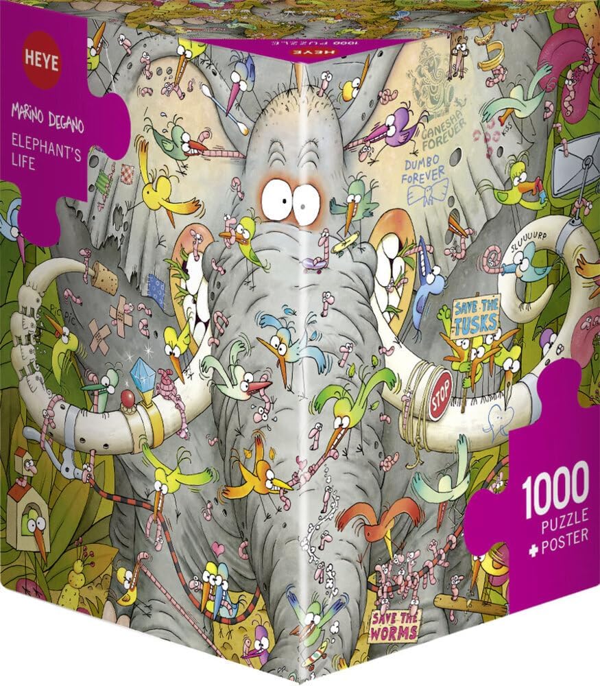 Heye Jigsaw Puzzle: - Triangle: Degano, Elephant's Life (1000 Pieces)
