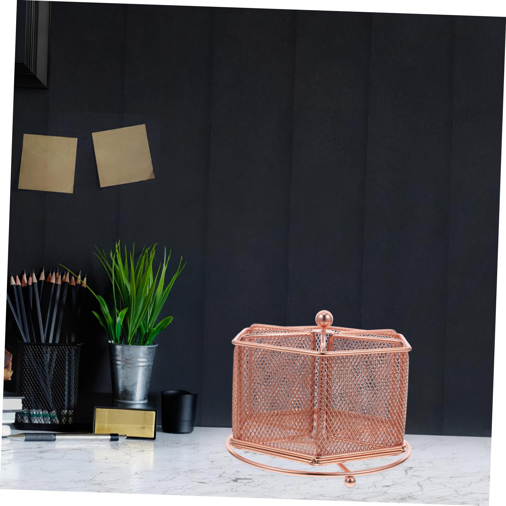 HOMSFOU Drehbarer Stiftehalter mit Pentagonalem Hohlraum Design Organizer Roségold Multifunktional für Büro und Zuhause Eleganter Schreibtisch Organizer zur Stilvollen Aufbewahrung von