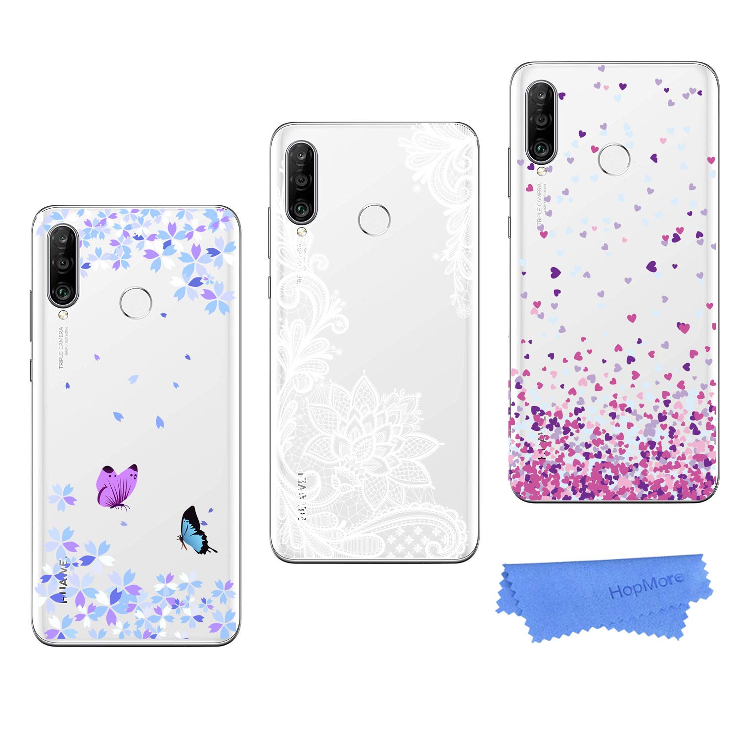 HopMore 3 Cover In Silicone Trasparente Per Huawei P30 Pro, Morbide Con Disegni Mandala, Foglia E Dreamcatcher, Antiurto