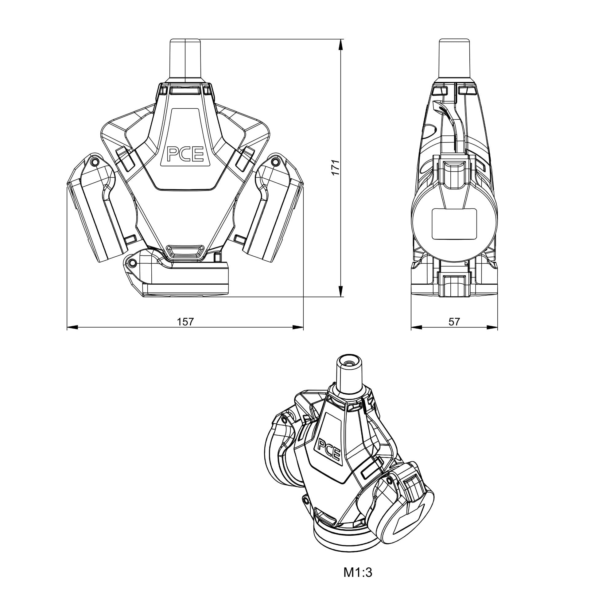 PCE 253722-sr 3-Wegekupplung Taurus2 Vollgummi - IP54 Schuko-Verteiler