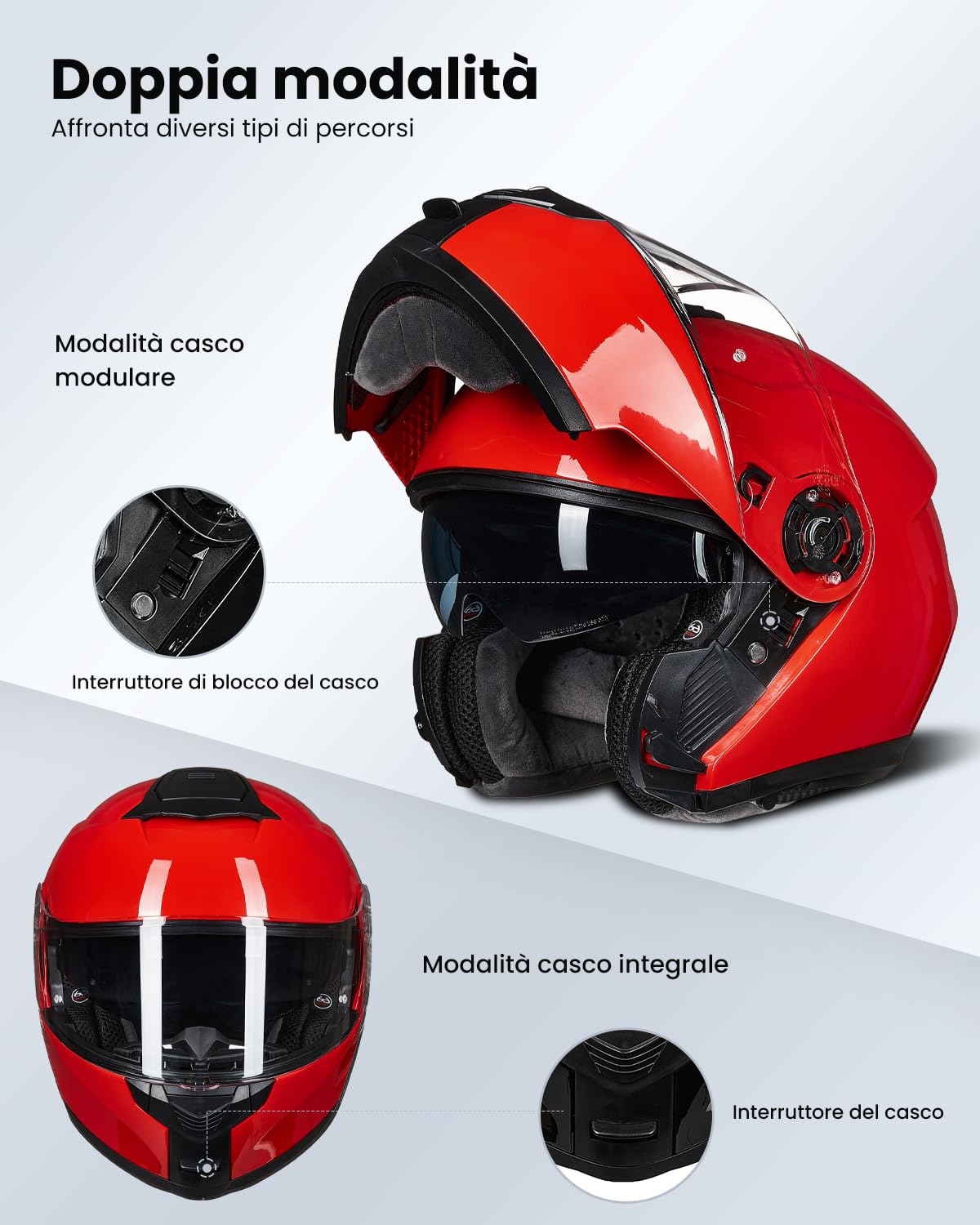 ILM Casco Moto Modulare Doppia Visiera Omologato ECE22.06 Modello 159