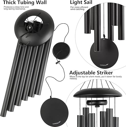 Miniatura 3 de Campanillas de viento grandes para tono profundo exterior, campanillas de viento de 48 pulgadas para exteriores, campanillas de viento de tono