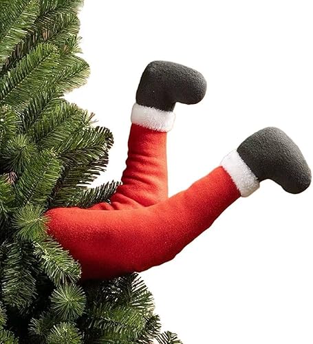 Decoraciones de Navidad, cuerpo de elfo, adornos de árbol de Navidad, patas de Papá Noel para árbol de Navidad, patas de felpa para árbol de
