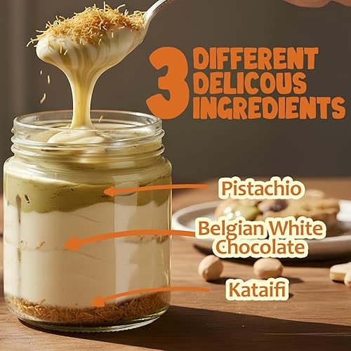 Miniatura 5 de Dubai - Chocolate blanco untable  Crema de pistacho premium con filo tostado, chocolate gourmet para el desayuno  9.7 onzas