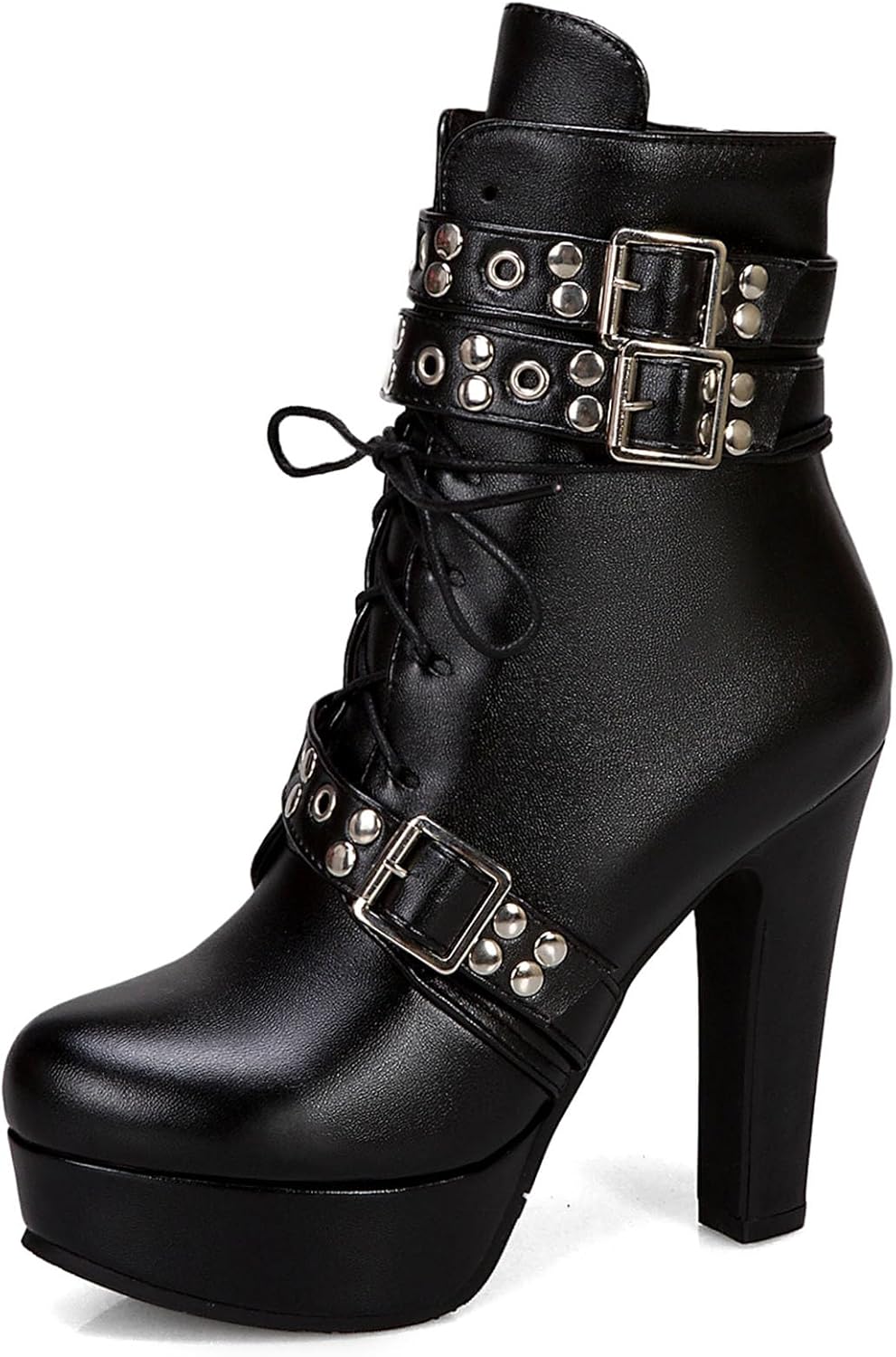 Bellirala Women's Combat Boots - Studded Buckle Design