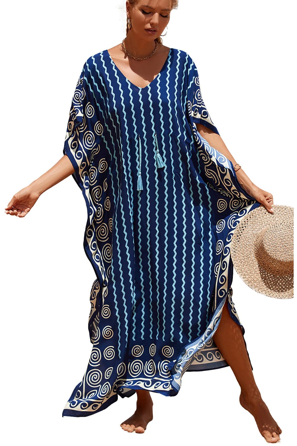 Women Beachwear Long Beach Coverups Kaftan Casual Caftan Dress-image-11