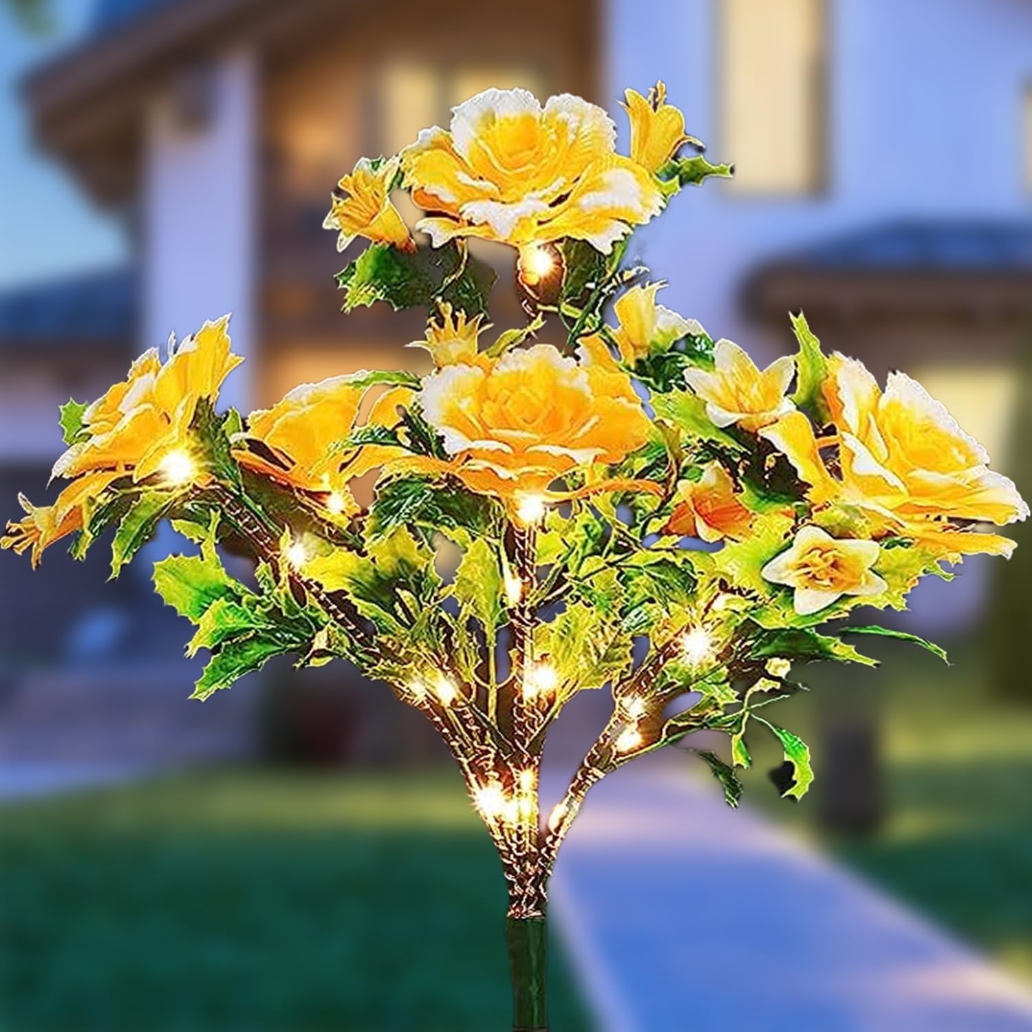 LED Solar Flowers Lights Outdoor Waterproof with Bigger