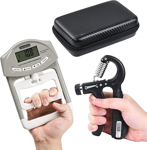 Electronic Grip Strength Tester Set With Adjustable Hand Gripper, Hand Dynamometer, Protection Case  Precision Training for Rehab, Fitness, and Home