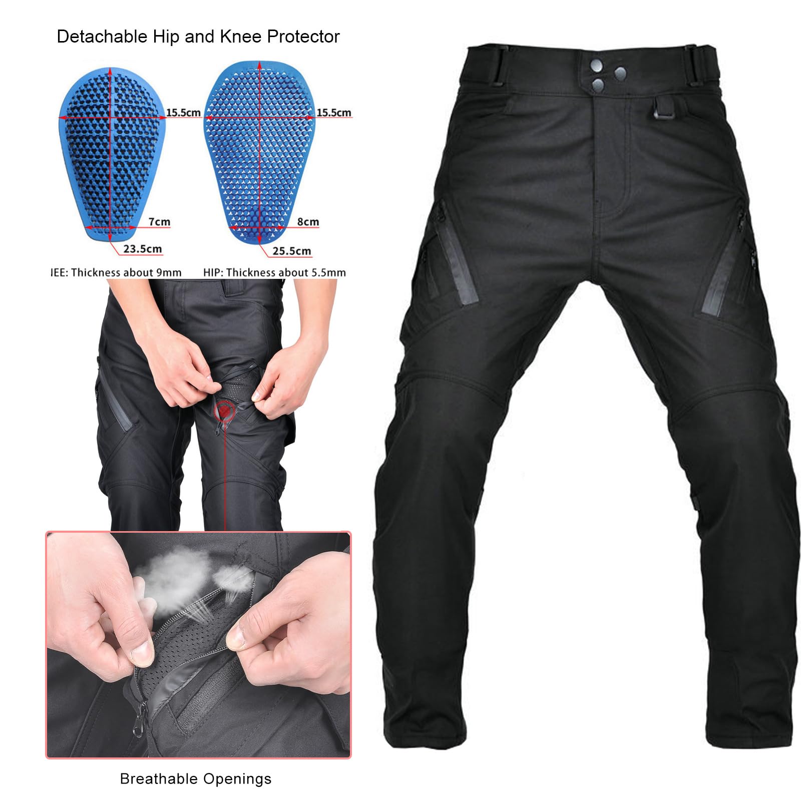 Pantalon Moto Femme Déperlant Coupe-Vent Respirant Taille Haute avec Poches d'Armure pour Motard Motocross Racing Conduite Tourisme