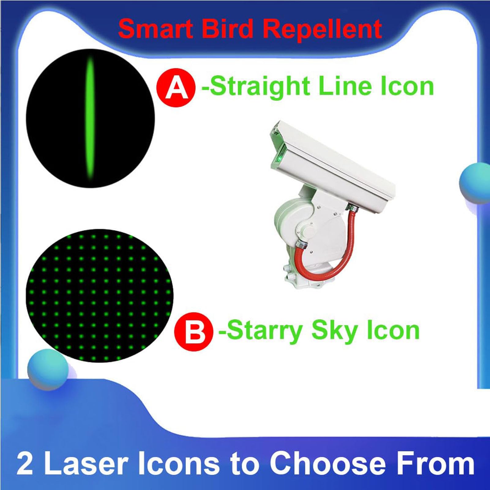 Espantapájaros Profesional La Ser,Dispositivo Automático Repelente de Aves con Rotación de 360°,Sistema Impermeable para Ahuyentar Palomas y Estorninos(Full Point(Asterisk))