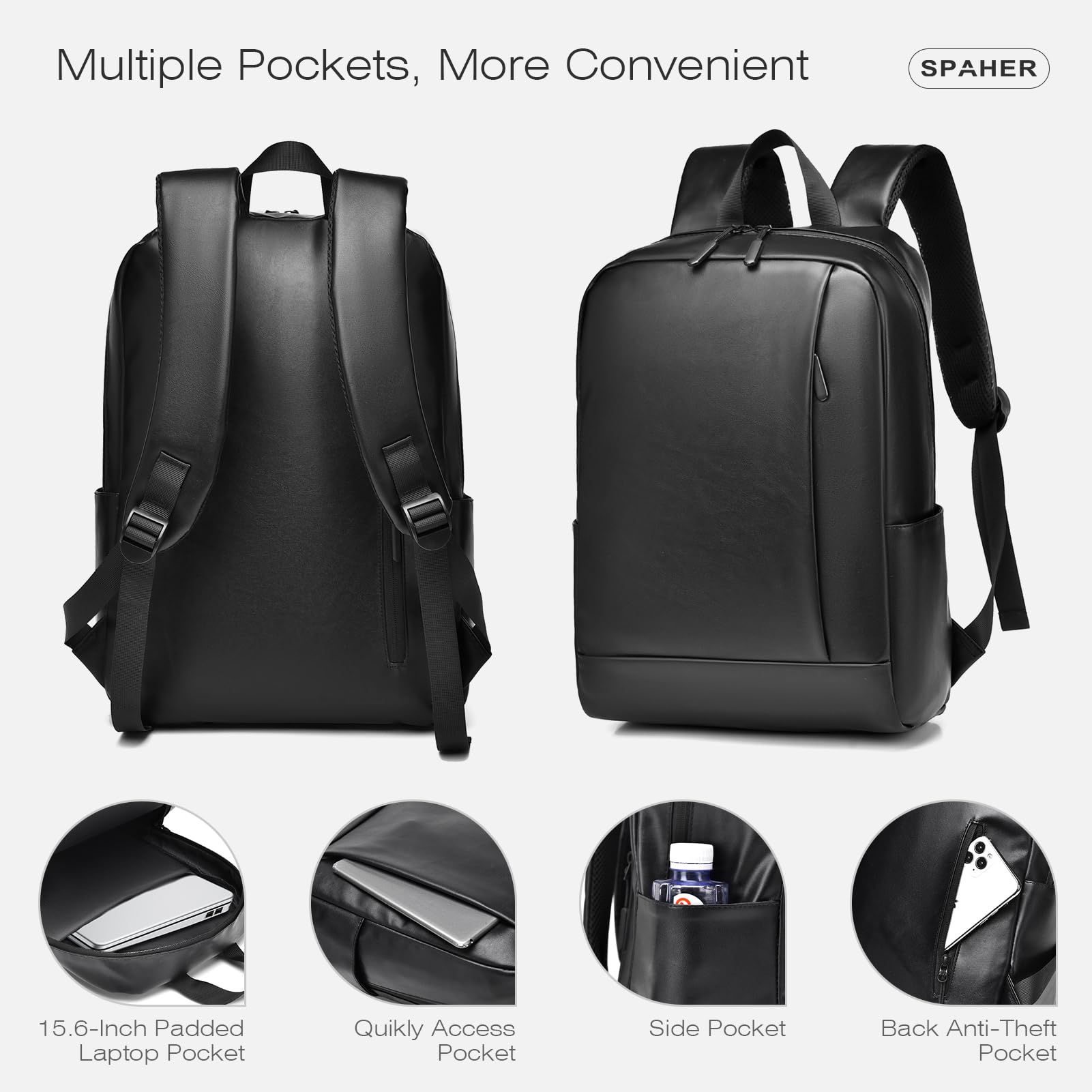 SPAHER 20L Skóry Plecak Podróżny 40x30x15cm British Airways Bagaż Podręczny do Samolotu Plecak na Laptopa 15,6 Calowy Wodoodporny Roboczy Szkolny Biznesowy Plecak Mężczyzna Kobieta