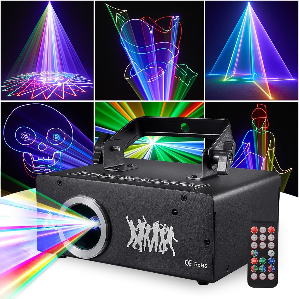 Projecteur Laser LED RGB Pour Fête Et DJ - 480 Motifs, Commande Musicale, Effet Disco
