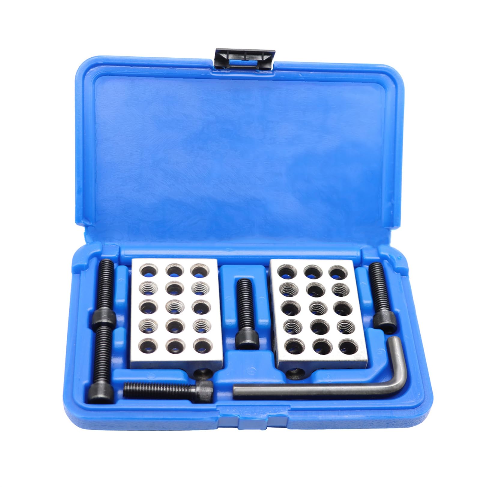 Ultra Precision 1-2-3 Blocks Set with Screw Matched Pair 23 Holes .0001" Squareness Hardened Steel 1"x2"x3" Blocks Set Setup Blocks Industrial Tools w/Plastic Case