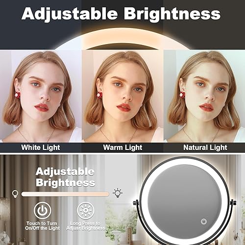 Miniatura 6 de SanaWell Espejo de tocador de maquillaje iluminado montado en la pared de 8 pulgadas con 3 luces de color y atenuación continua, espejo de baño de