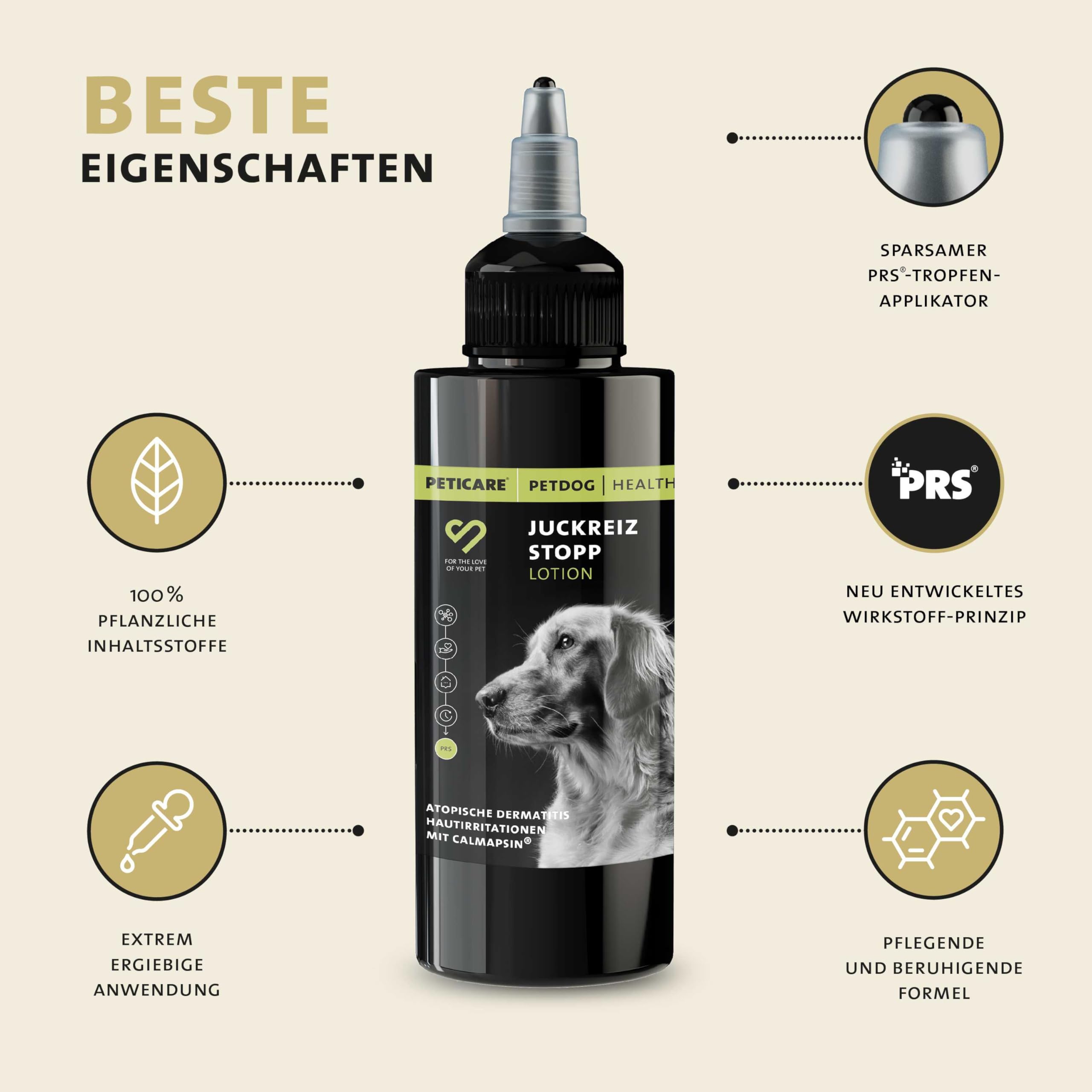 Peticare Cuidado Calmante para Piel del Perro | con Calmapsin® y Aloe Vera | Apoya el Confort cutáneo y la hidratación | Aplicación precisa con tecnología PRS® de liberación | petDog Health 2190