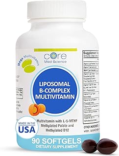 Core Med Science Liposomal Methylated Multivitamin B-Complex, 90 Softgels - Non-GMO Active Super B Complex Vitamin Supplement for Heart Health - VIT Methyl B Complex Immune Support Supplement