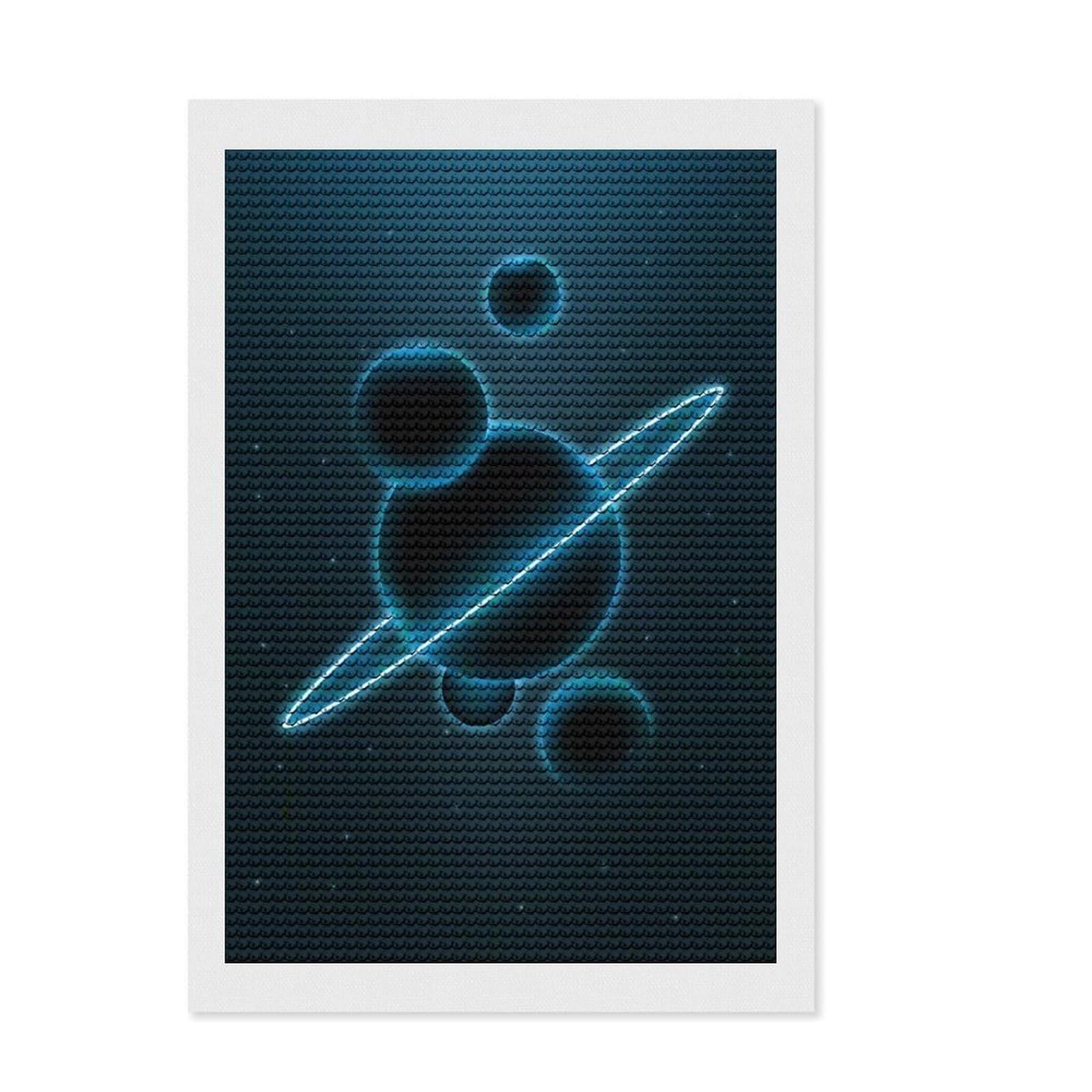 Junmoney Planets in Space Diamond Art Canvas 8"x12", Sparkling Round Gems, Neat Printed Canvas, with Tool Kit, Office Decor, Printed Canvas