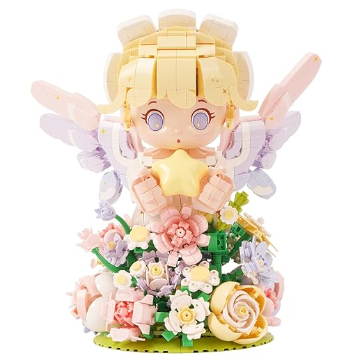 Oichy Blumenengel Bausteine Set Fantasy Macaron Bausteinspielzeug Sammelbares und Bewegliches Klemmbausteine für Dekoration und Geschenke (2310 Stück)