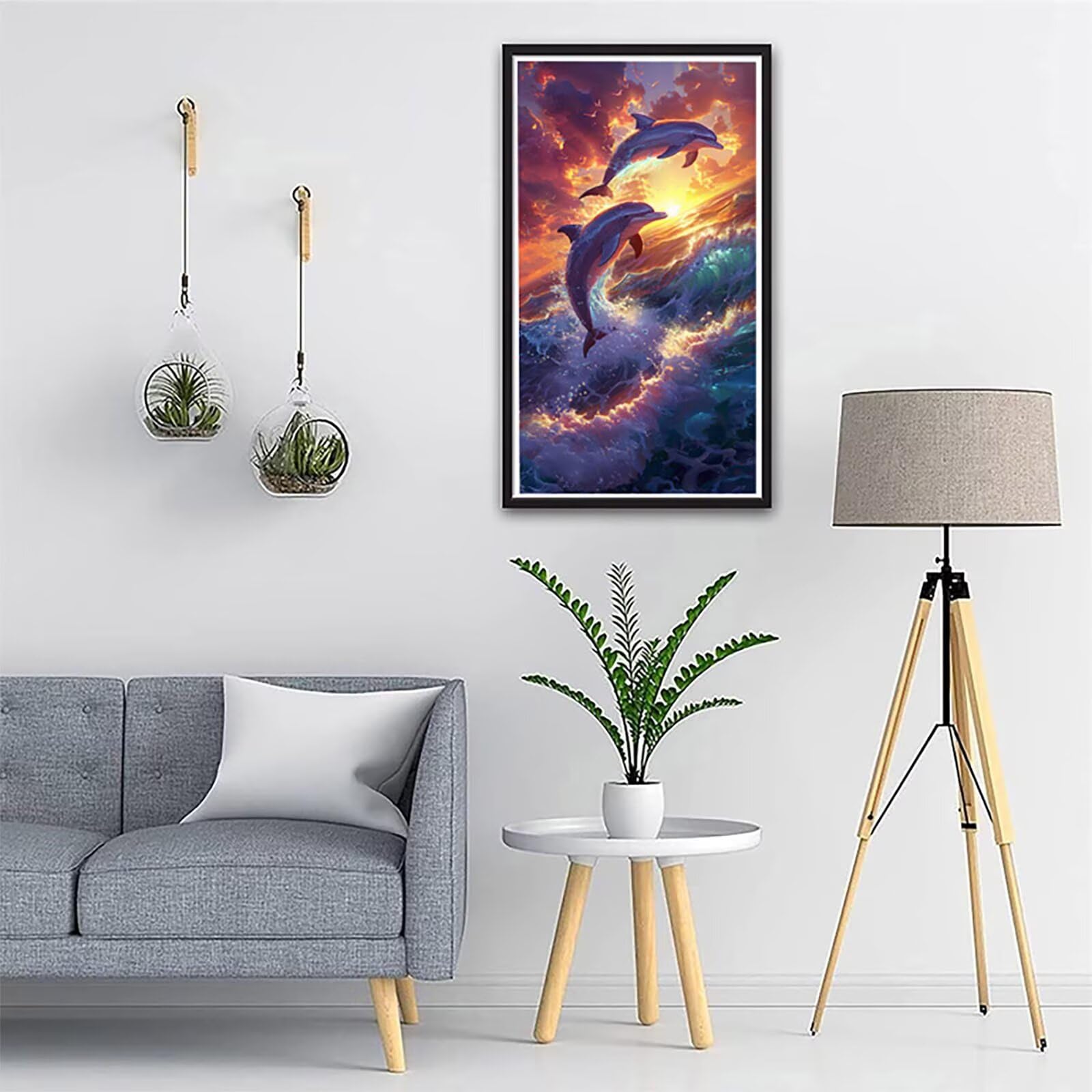 Dipingere con i Numeri Adulti Tramonto, Dipingere con i Numeri Delfino, Fai da te Paint by Numbers per Principianti, Hobby Creativi Adulti, Painting by Numbers per Decorazioni Casa 80x160cm D-6643
