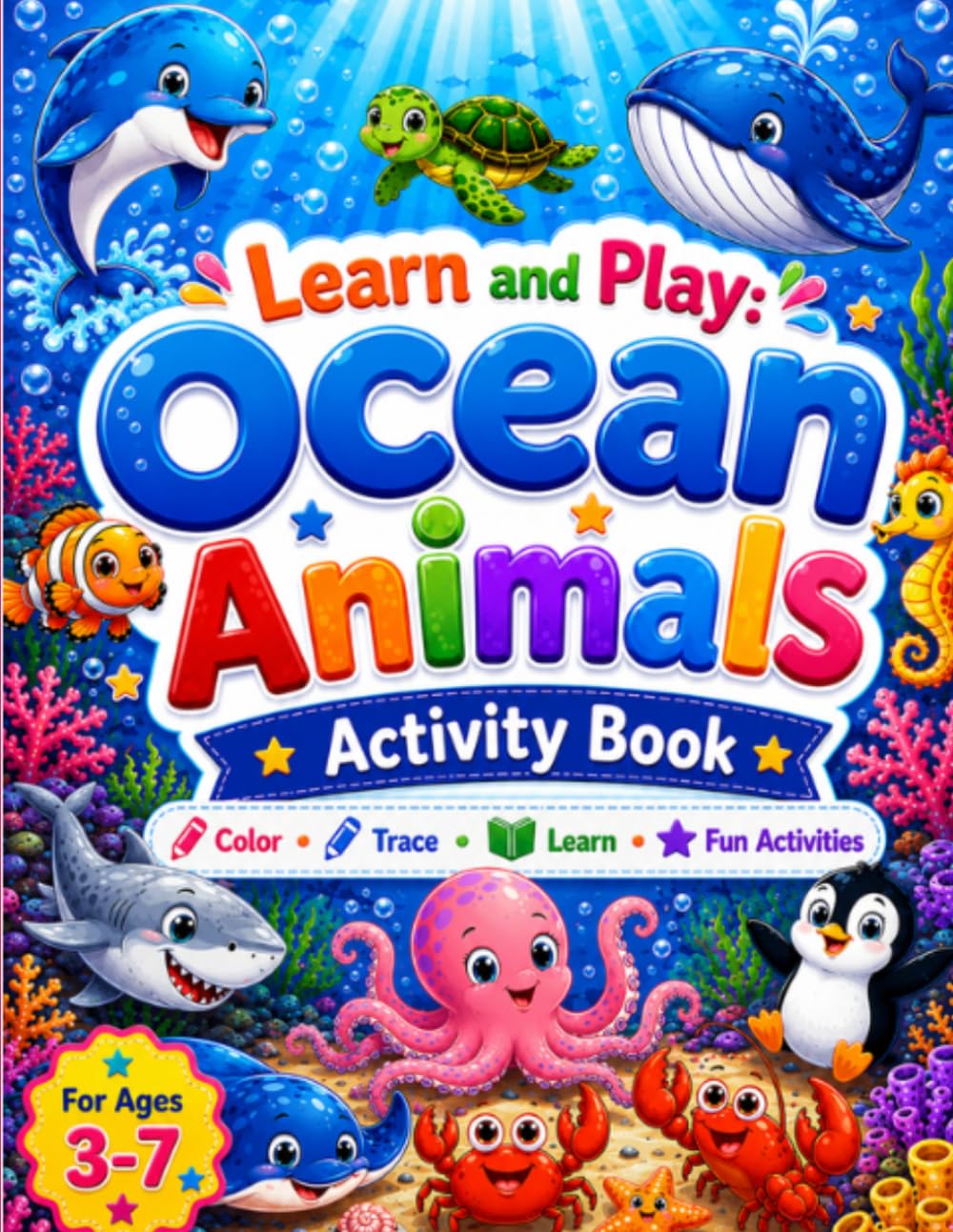 Learn and Play: Ocean Animals Activity Book: Color . Trace . Learn . Fun Activities
