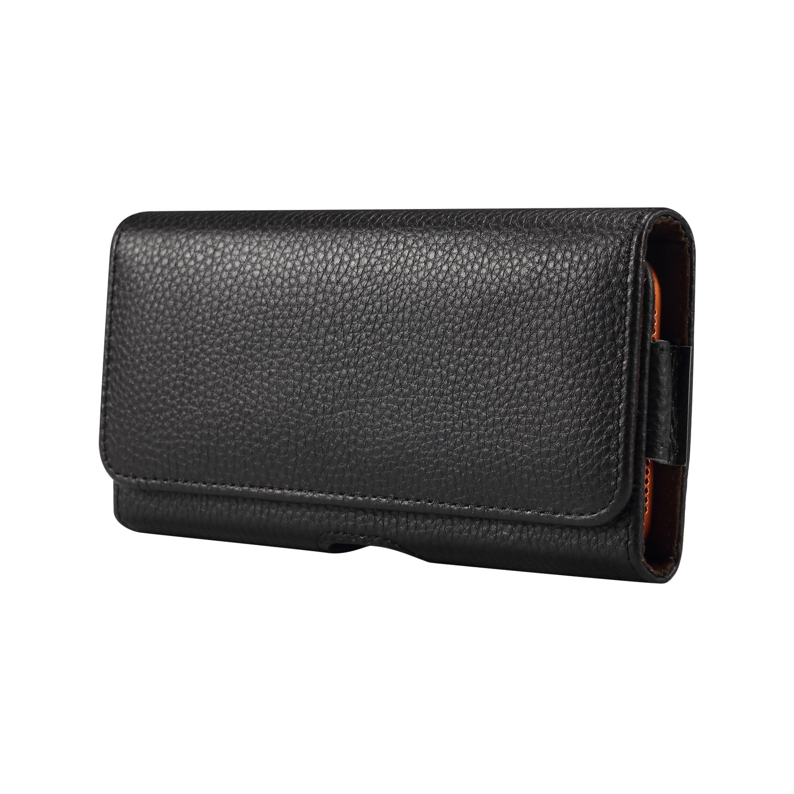 Étui Ceinture Cuir Véritable pour Téléphone 6,5 Pouces - Noir | Compatible iPhone 17 Pro 16 15 Pro 14 13 12 11, Compatible Samsung S25 S24 S23 FE, Compatible Google Pixel 10 Pro